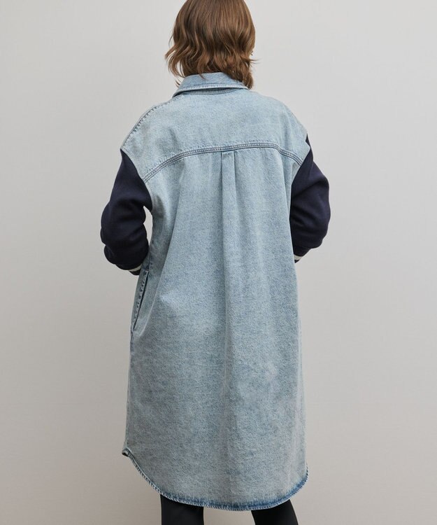 GRACE CONTINENTAL ニットスリーブデニムワンピース サックス