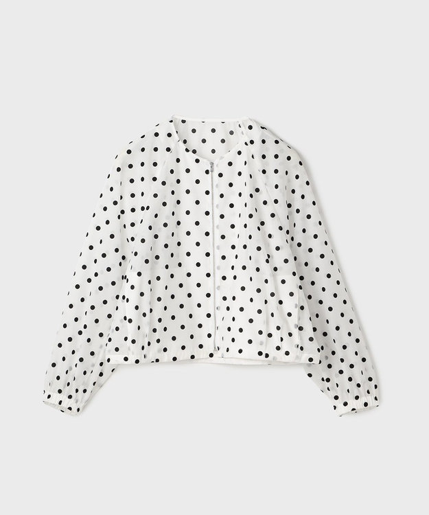 GRACE CONTINENTAL ドットフロッキーブルゾン ホワイト