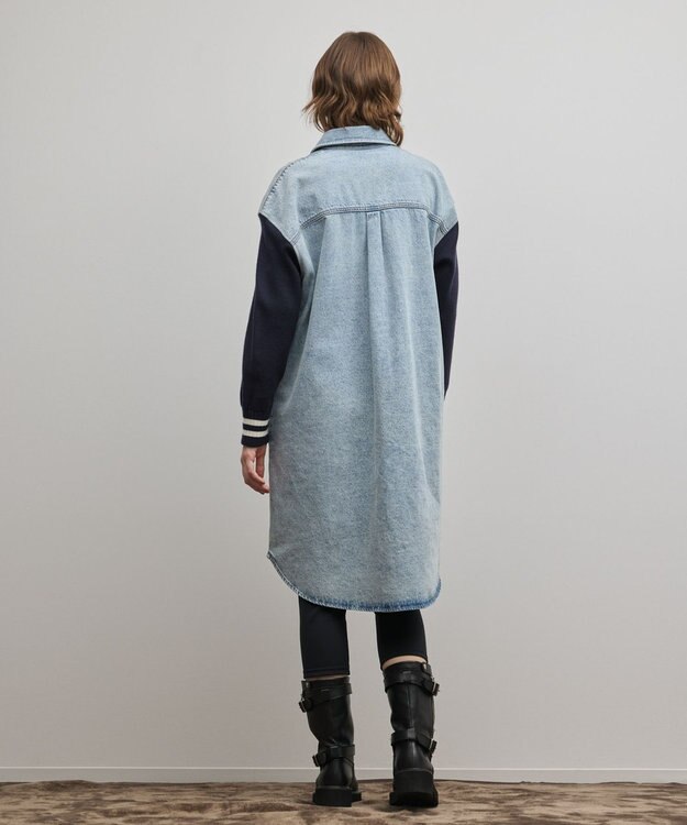 GRACE CONTINENTAL ニットスリーブデニムワンピース サックス