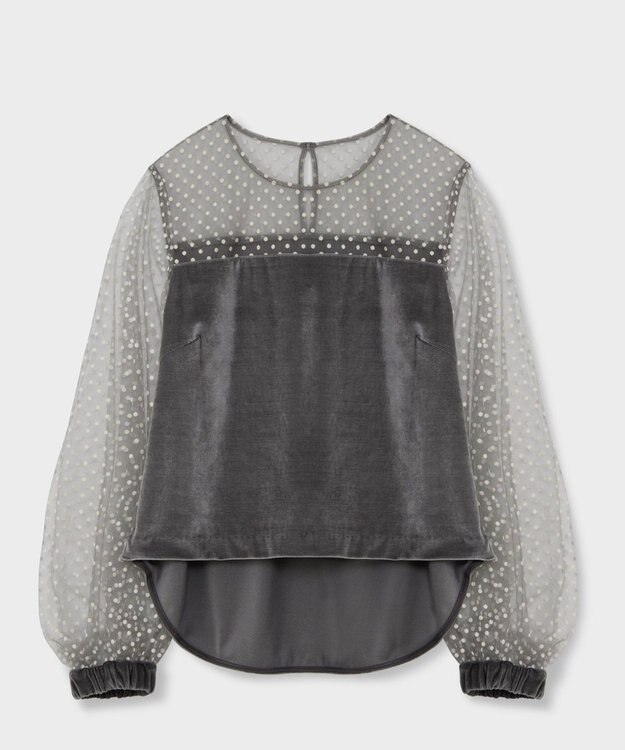 GRACE CONTINENTAL フロッキーチュールコンビトップ グレー