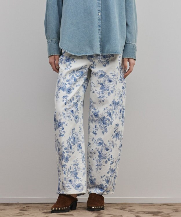 GRACE CONTINENTAL サイド切替バレルパンツ サックス