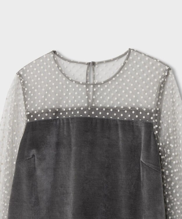 GRACE CONTINENTAL フロッキーチュールコンビトップ グレー