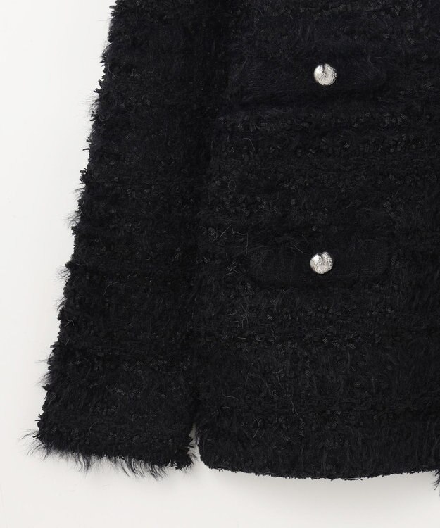 GRACE CONTINENTAL フェザーツイードニットカーディガン ブラック