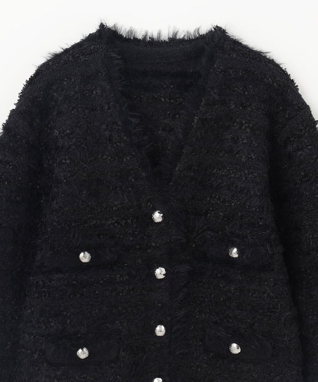 GRACE CONTINENTAL フェザーツイードニットカーディガン ブラック