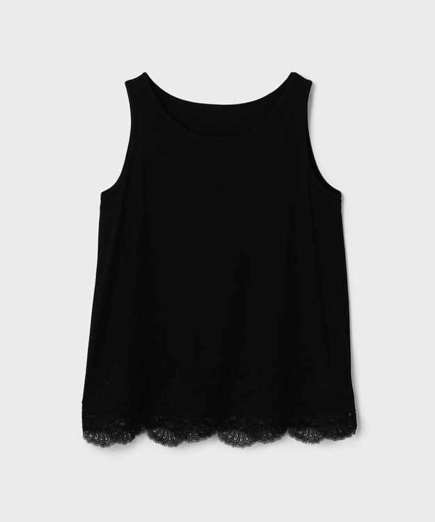 GRACE CONTINENTAL ヘムレースカットトップ ブラック