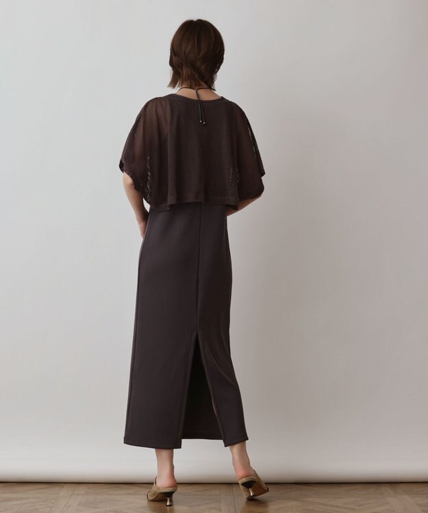 GRACE CONTINENTAL メッシュレイヤードワンピース チャコール