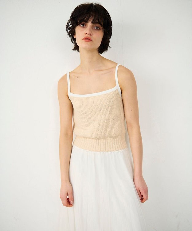 GRACE CONTINENTAL バイカラーニットノースリーブ ベージュ