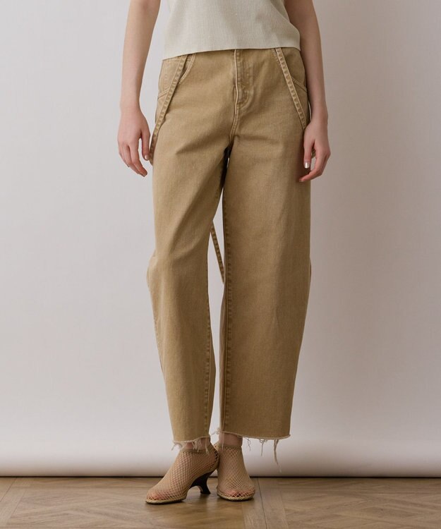 GRACE CONTINENTAL サス付zipデニムパンツ ベージュ