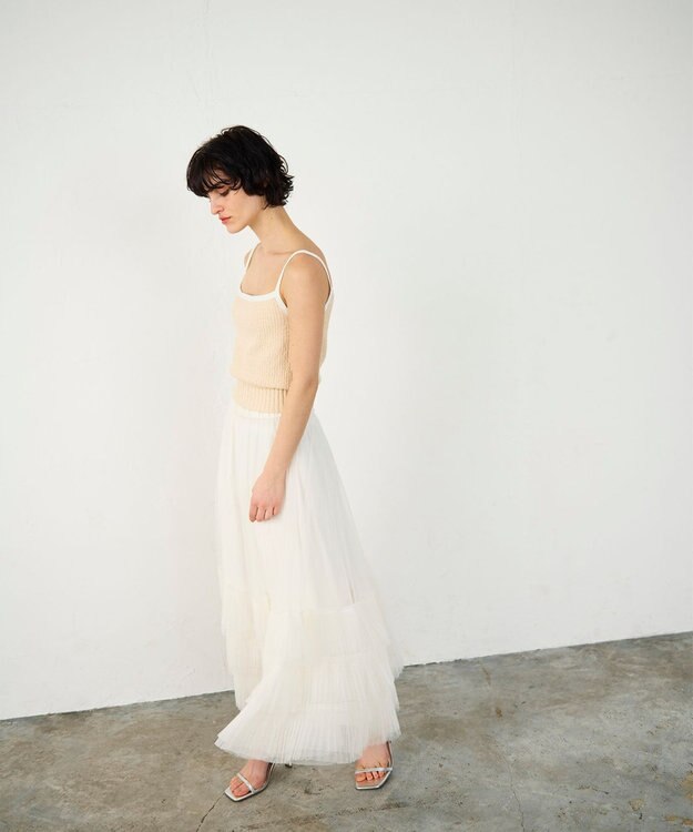 GRACE CONTINENTAL バイカラーニットノースリーブ ベージュ