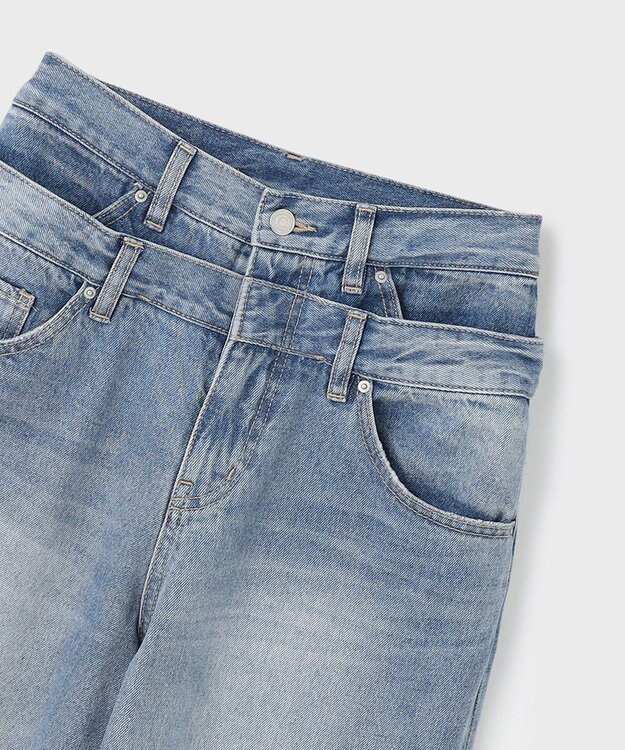 GRACE CONTINENTAL レイヤードデニムパンツ ブルー