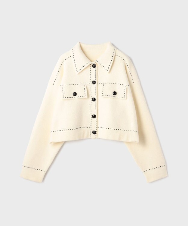 GRACE CONTINENTAL ステッチニットジャケット キナリ