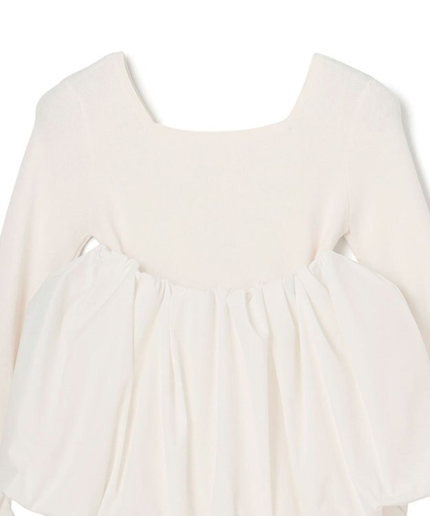 GRACE CONTINENTAL タフタケープ付ニットトップ ホワイト