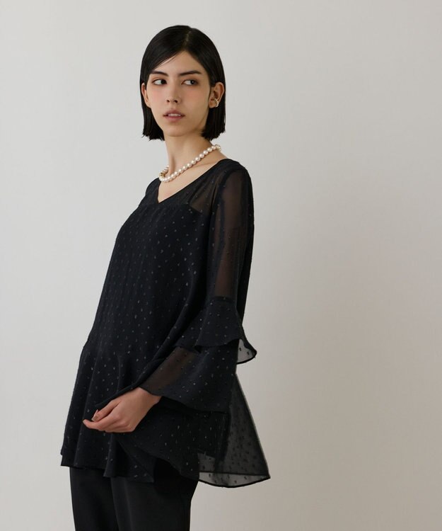 GRACE CONTINENTAL フィルムジャガードフリルトップ ブラック