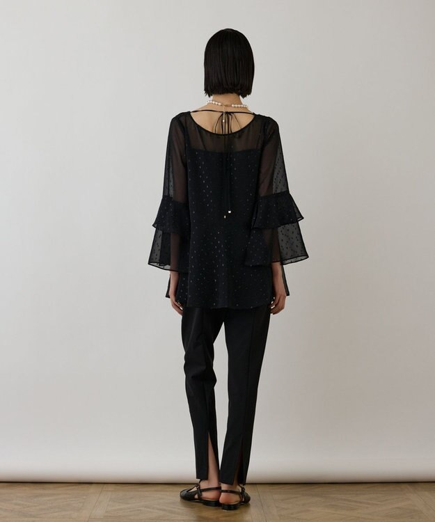 GRACE CONTINENTAL フィルムジャガードフリルトップ ブラック