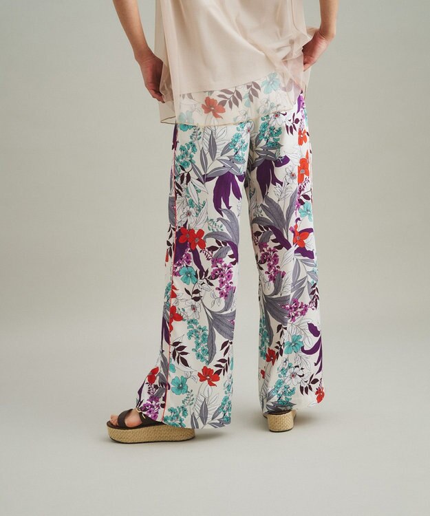 GRACE CONTINENTAL ボタニカルプリントワイドパンツ ベージュ