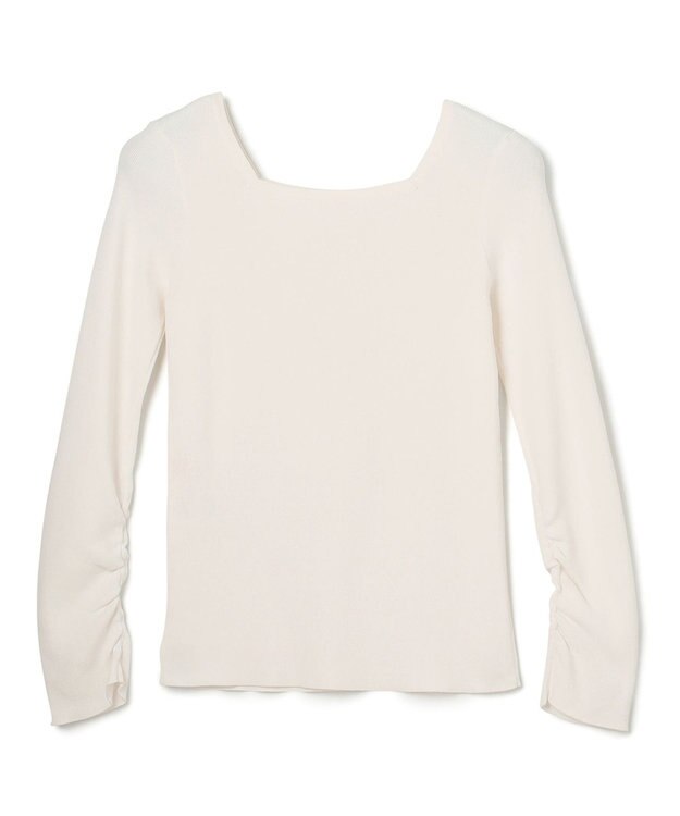 GRACE CONTINENTAL タフタケープ付ニットトップ ホワイト