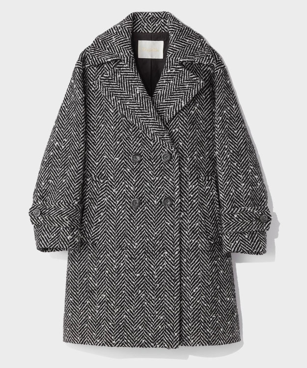GRACE CONTINENTAL ヘリンボーンネップコート ブラック