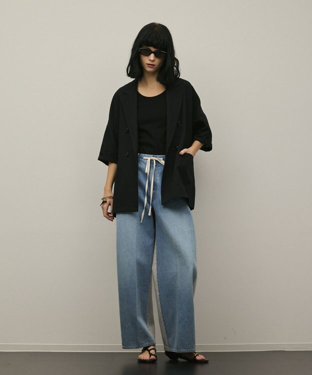 GRACE CONTINENTAL コンビドロストデニムパンツ ブルー