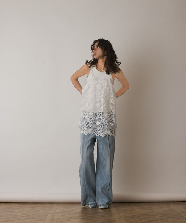 GRACE CONTINENTAL フラワーレースキャミソール ホワイト