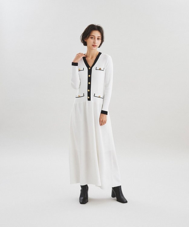 【美品】GRACE CONTINENTAL バイカラーフレアニットワンピース36 バイカラーフレアニットワンピース / GRACE CONTINENTAL | GRACE