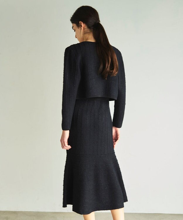 GRACE CONTINENTAL ツイードショートニットカーディガン ブラック