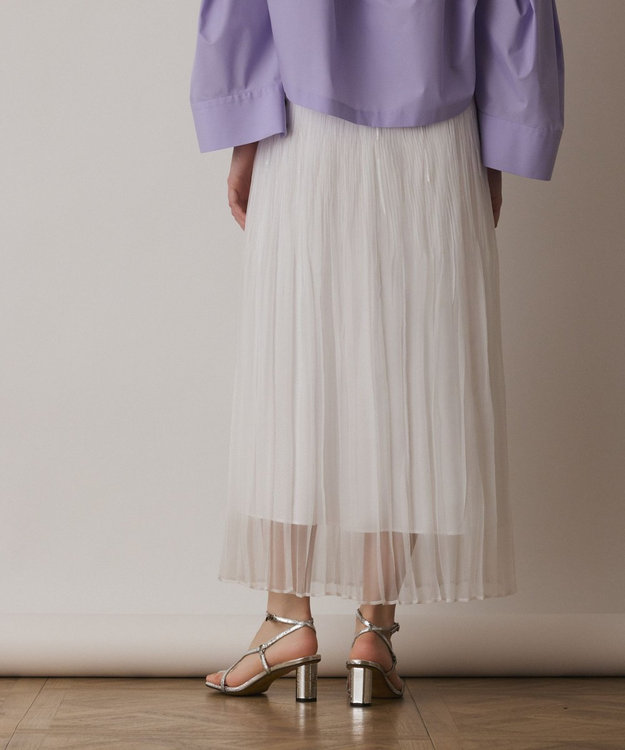 GRACE CONTINENTAL オーガンスパンコールスカート ホワイト