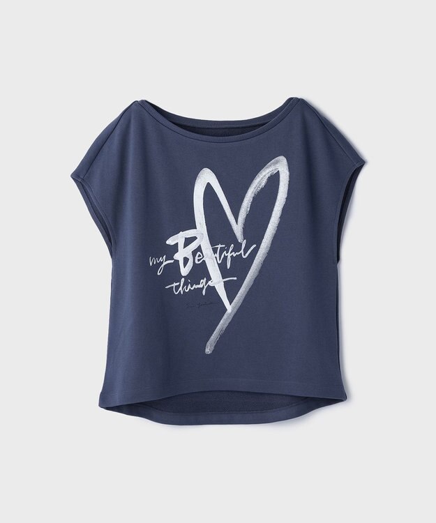 GRACE CONTINENTAL ハートプリント裏毛トップ ネイビー