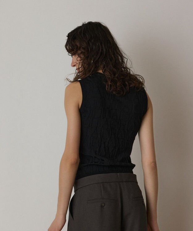 GRACE CONTINENTAL モノグラムニットトップ ブラック