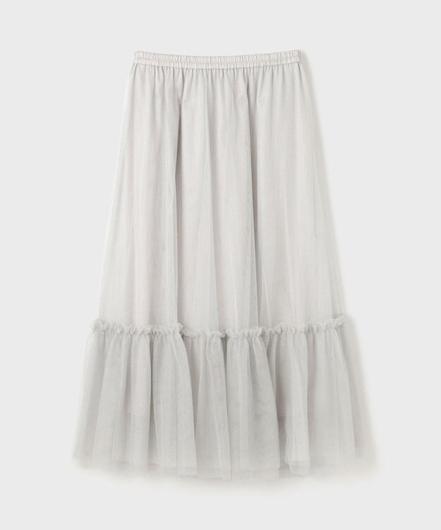 GRACE CONTINENTAL ラメチュールギャザースカート ホワイト
