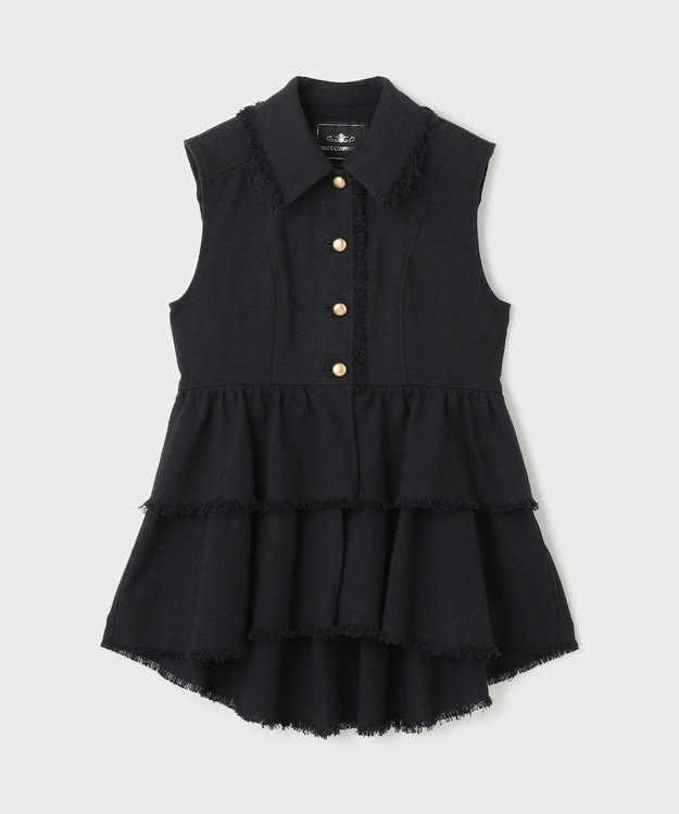 GRACE CONTINENTAL ツイードフリンジジレ ブラック