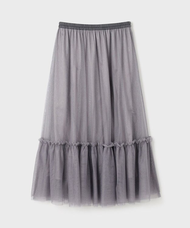 GRACE CONTINENTAL ラメチュールギャザースカート グレー