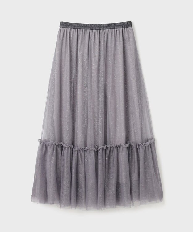 GRACE CONTINENTAL ラメチュールギャザースカート グレー