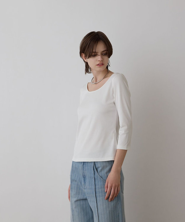 GRACE CONTINENTAL テレコボートネックトップ ホワイト