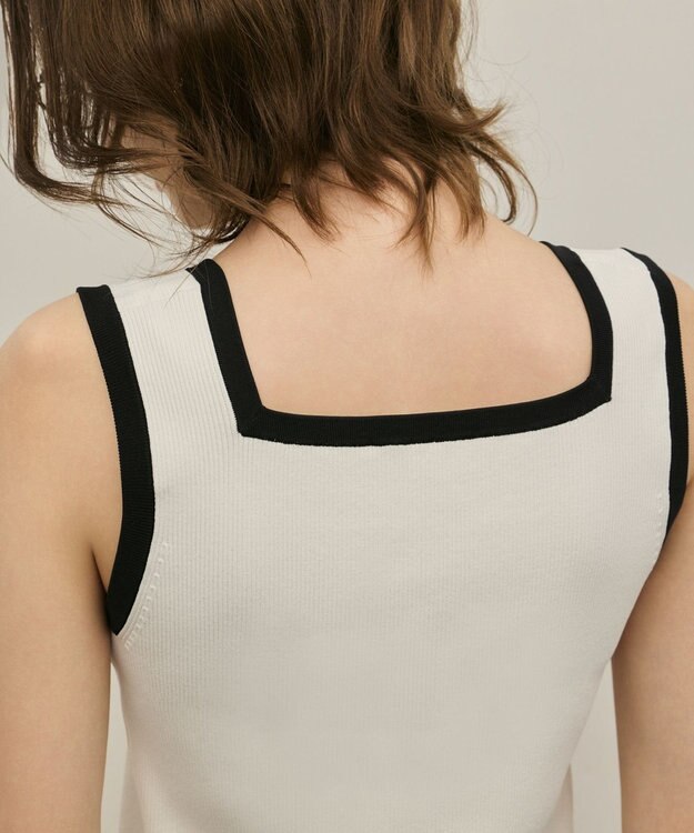 GRACE CONTINENTAL バイカラーリブニットノースリーブ ホワイト