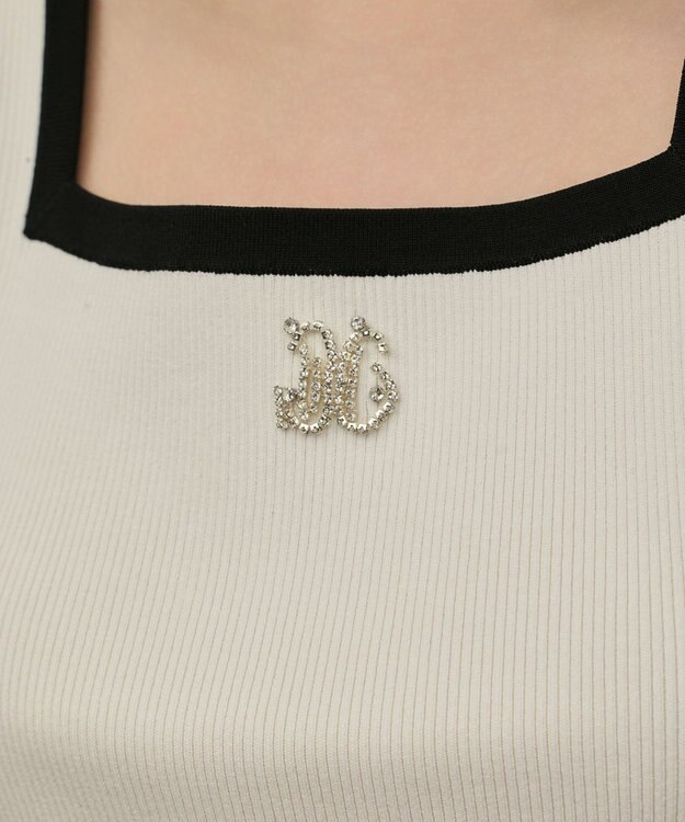 GRACE CONTINENTAL バイカラーリブニットノースリーブ ホワイト