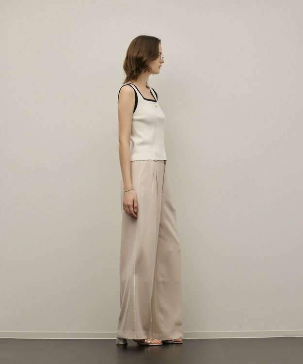 GRACE CONTINENTAL バイカラーリブニットノースリーブ ホワイト