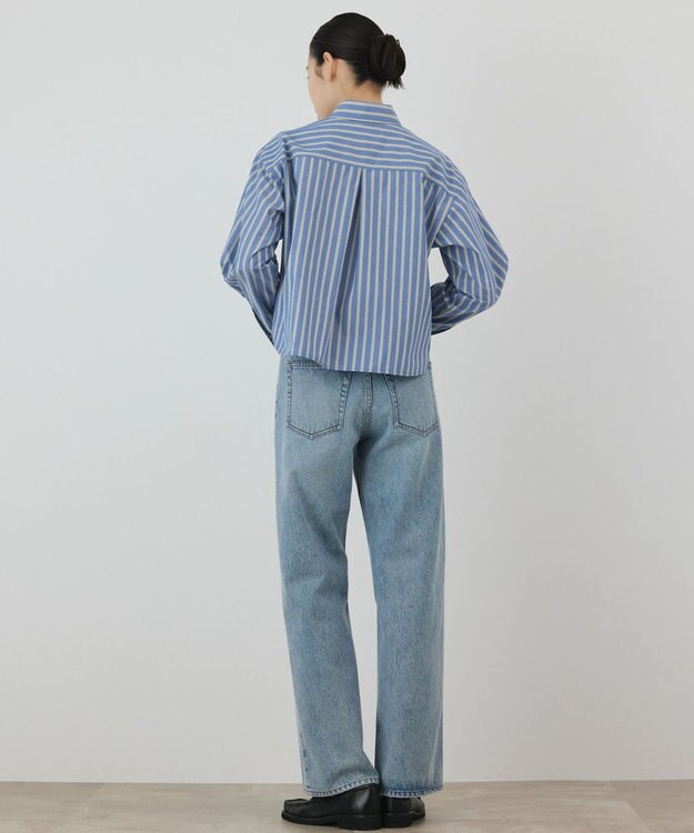 GRACE CONTINENTAL ストライプショートシャツ ブルー