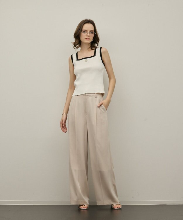 GRACE CONTINENTAL バイカラーリブニットノースリーブ ホワイト