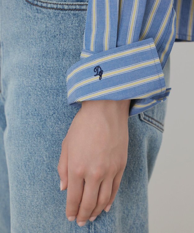 GRACE CONTINENTAL ストライプショートシャツ ブルー