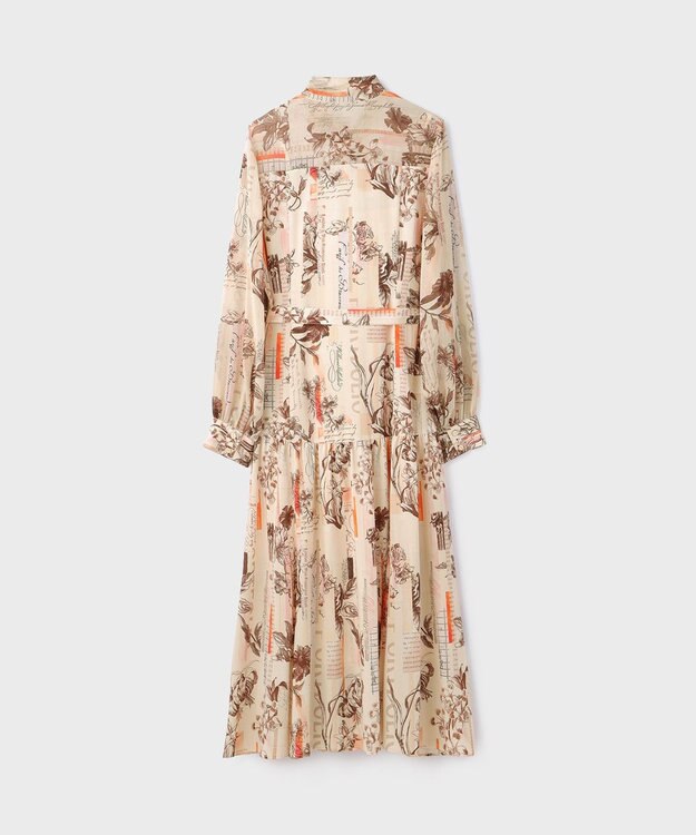 GRACE CONTINENTAL ロゴフラワ－プリントボウタイワンピース オレンジ
