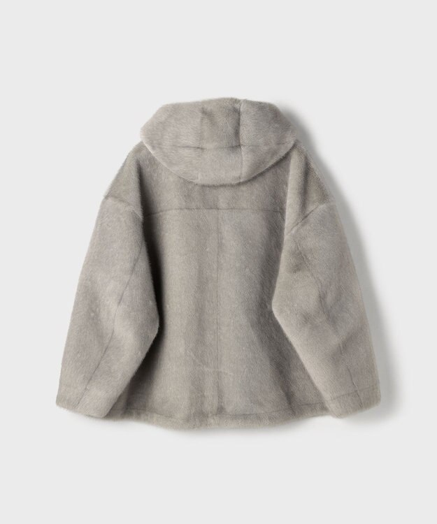 GRACE CONTINENTAL フェイクミンクフードジャケット ライトグレー