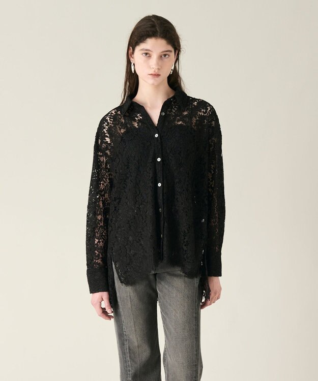 GRACE CONTINENTAL コードレースオーバーシャツ ブラック