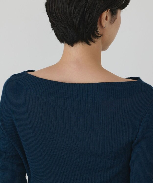 GRACE CONTINENTAL アシメリブニットトップ ブルー