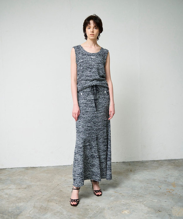 GRACE CONTINENTAL ネップツイードニットノースリーブ ブラック