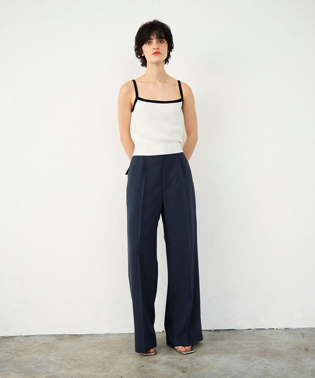 GRACE CONTINENTAL バイカラーニットノースリーブ ホワイト