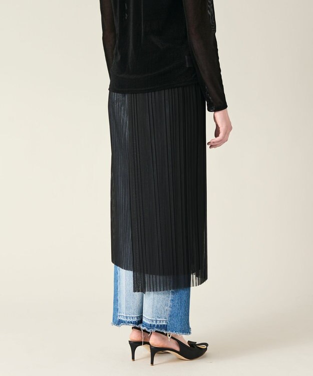 GRACE CONTINENTAL チュールタイトプリーツスカート ブラック