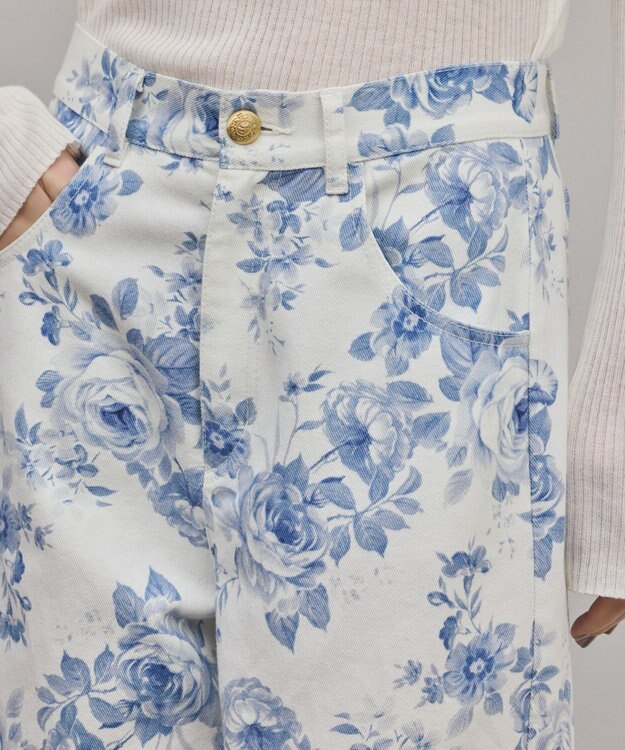 GRACE CONTINENTAL サイド切替バレルパンツ サックス