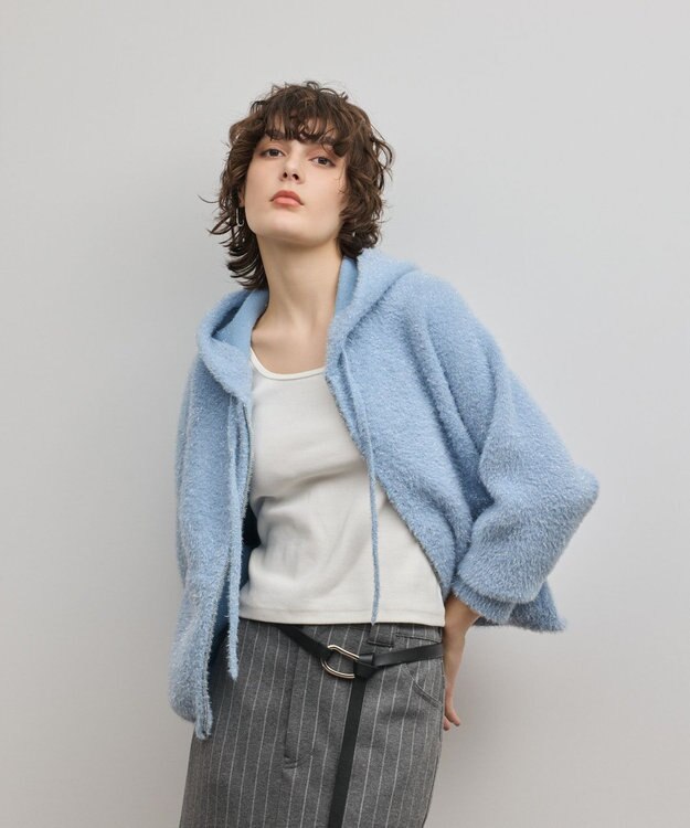 GRACE CONTINENTAL フェザーニットパーカー サックス