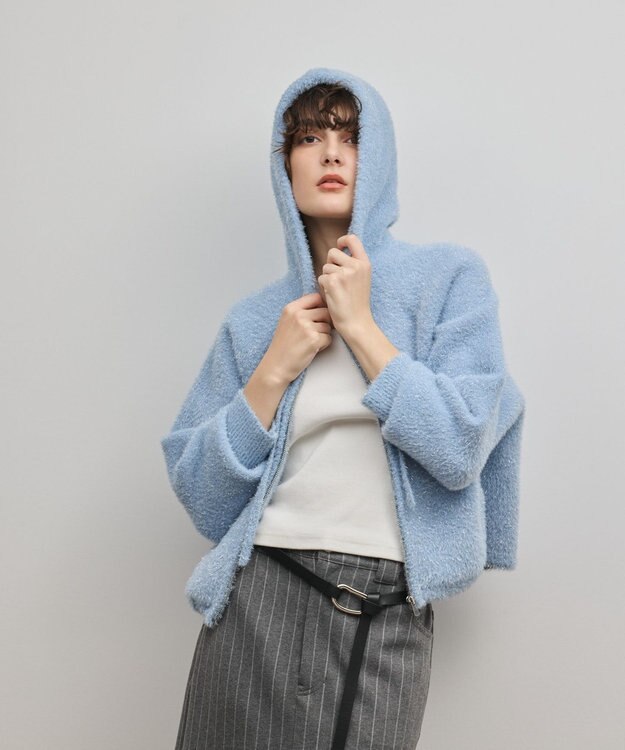 GRACE CONTINENTAL フェザーニットパーカー サックス