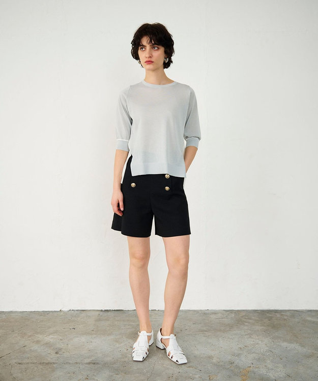 GRACE CONTINENTAL バイカラークルーニットトップ グレー